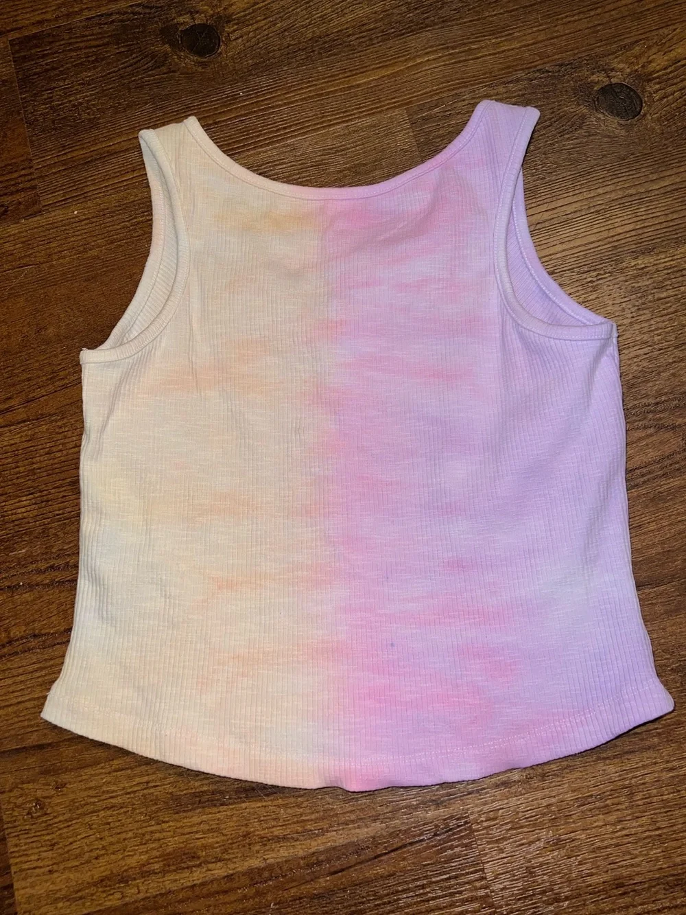 Justice Pastel Pink Lavender & Peach Ribbed Tie-Dye Ombre Tank Size L 12-14